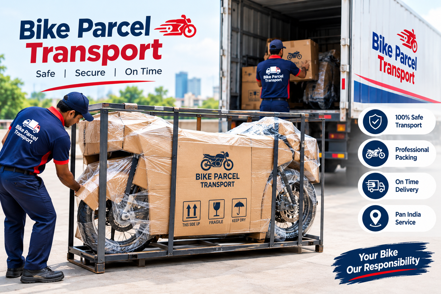 Motorcycle transportation and bike parcel service